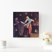 女性ベーキングパンジャン·フランソワ·ミレ スクエア壁時計 (ホーム)