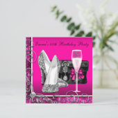 女性ホットピンクバースデーパーティー 招待状 (スタンド正面)