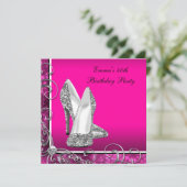 女性ホットピンクバースデーパーティー 招待状 (スタンド正面)