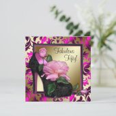 女性ホットピンク50th誕生日パーティー 招待状 (スタンド正面)