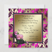 女性ホットピンク50th誕生日パーティー 招待状 (裏面)