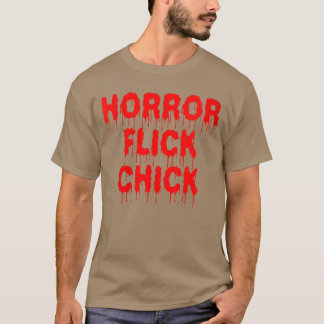 女性ホラー映画ファン・血まみれホラー映画好きのためのデザイン Tシャツ