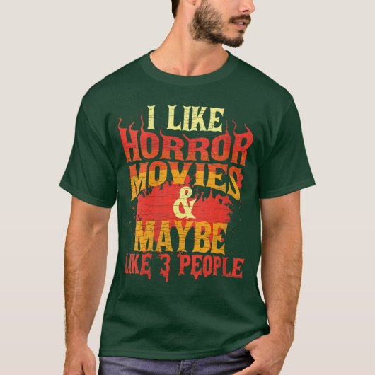 女性ホラー映画好き+3人Vネック Tシャツ (正面)
