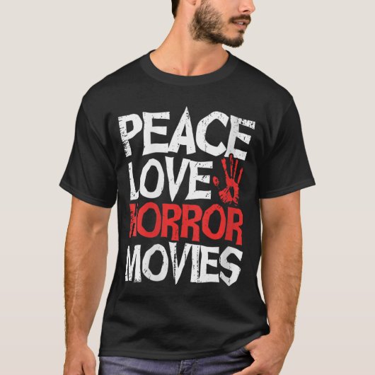 女性ホラー映画 平和 愛 ホラー映画 Tシャツ (正面)