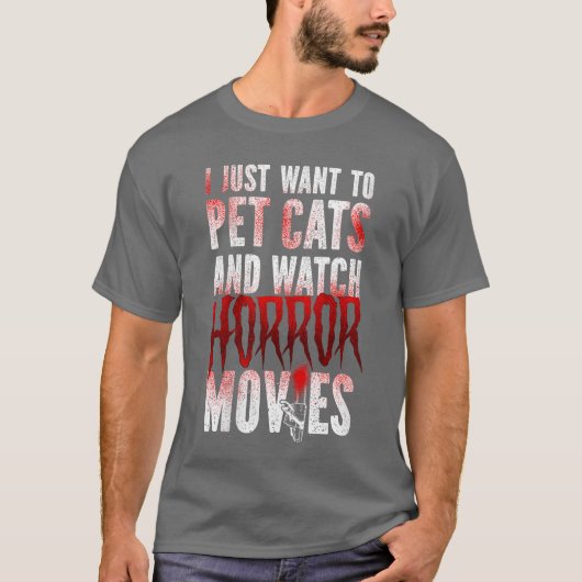 女性ホラー映画 私は猫を撫でたい Tシャツ (正面)