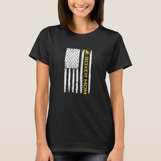女性ボクサードッグママヴィンテージ愛国 Tシャツ (正面)