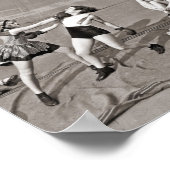 女性ボクシングオンアルーフ1938ヴィンテージ ポスター (角)