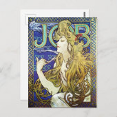 女性ボスアールヌーボーヴィンテージ葉書 ポストカード (正面/裏面)