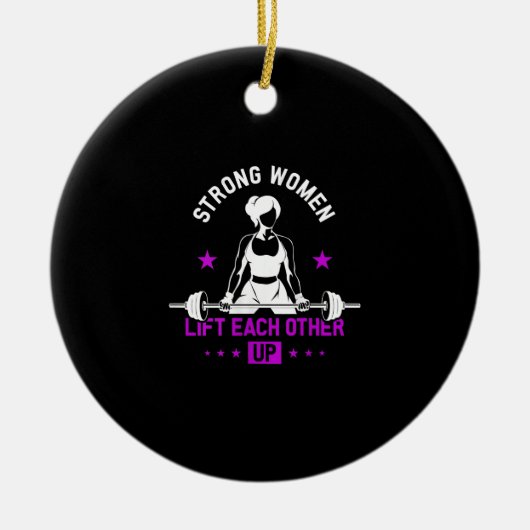 女性ボディビルジムトレーニング及びおもしろい訓練 セラミックオーナメント (正面)