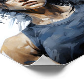 女性ボディビルダーの美しいスケッチポートレート ポスター (角)