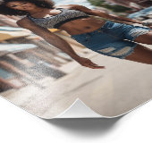 女性ボディビルダーアフロガールデニムショーツ通り フォトプリント            (角)