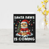 女性ポメラニア犬クリスマスツリー装飾ドッグL カード (黄色い花)