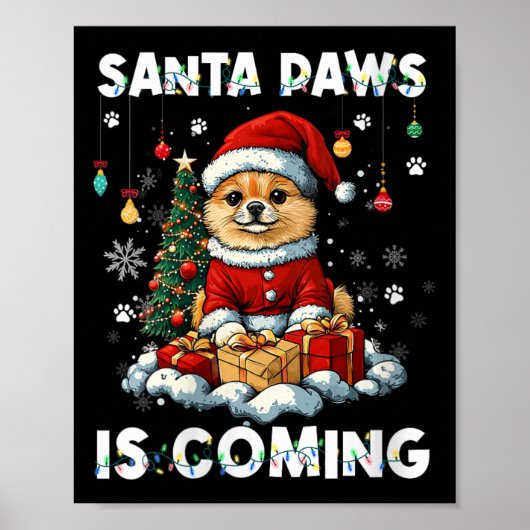 女性ポメラニア犬クリスマスツリー装飾ドッグL ポスター (正面)