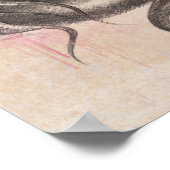 女性ポートレートとリンゴと花のシュルレアルアート ポスター (角)