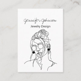 女性ポートレートイヤリングホルダー表示カード 名刺