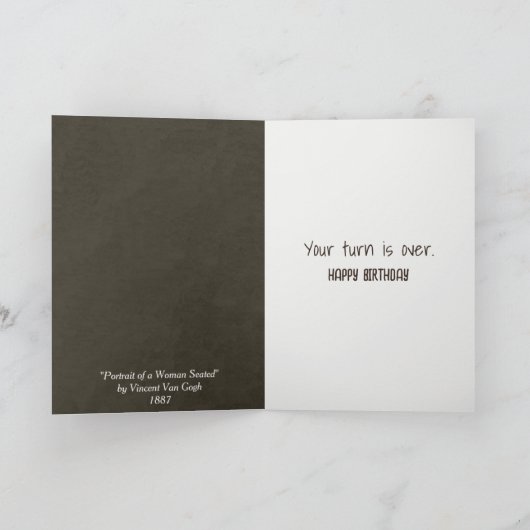 女性ポートレートバイヴァンゴッホ誕生日ユーモア カード (内部)