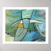 女性ポートレートポスター姿ブルー抽象芸術 ポスター (正面)