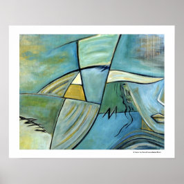 女性ポートレートポスター姿ブルー抽象芸術 ポスター