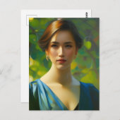 女性ポートレート絵画のはがき ポストカード (正面/裏面)