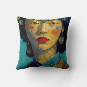 女性ポートレート絵画ズ クッション (裏面)