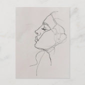 女性ポートレート、ラインアート、ポストクロッシング ポストカード (正面)