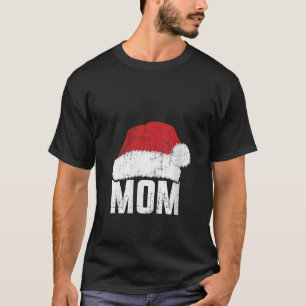 女性ママとサンタクロース帽子の一致する家族のch tシャツ