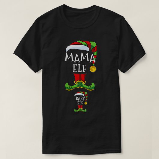 女性ママとベビー小妖精や小人妊娠マッチングファミリー Tシャツ (デザイン正面)
