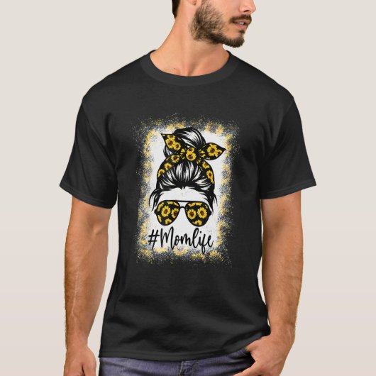 女性ママの人生漂白ママの人生ひまわり散らかった Tシャツ (正面)