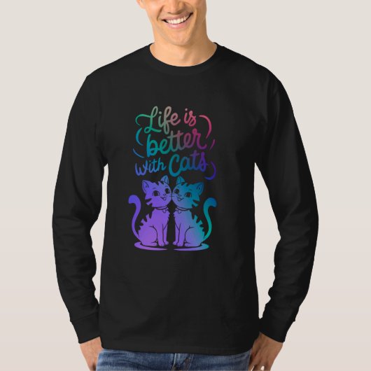 女性ママパパ猫好きオーナーかわいい生活が良い Tシャツ (正面)