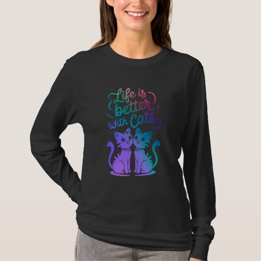 女性ママパパ猫好きオーナーかわいい生活が良い Tシャツ (正面)