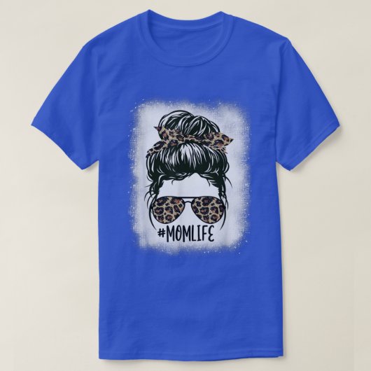 女性ママ人生漂白ママ人生ヒョウ乱雑Bu Tシャツ (デザイン正面)
