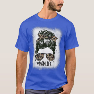 女性ママ人生漂白ママ人生ヒョウ乱雑Bu Tシャツ