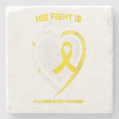 女性ママ男性孫息子金ゴールド子供時代の贈り物 ストーンコースター (正面)