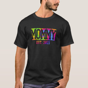 女性ママEst 2023絞り染めすぐに新しいママになる Tシャツ