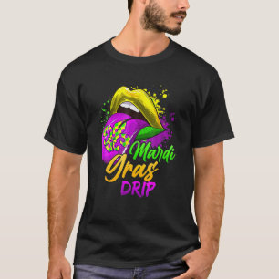 女性マルディグラスドリップリおもしろいップMardi Gras Dr. Tシャツ