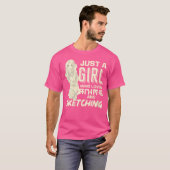 女性マンガアニメやスケッチが大好きな女の子 Tシャツ (正面フル)