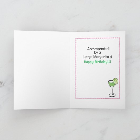 女性マンガマルガリータおもしろいことわざ誕生日 カード (内部)