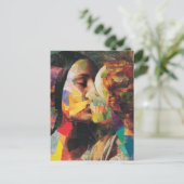 女性ミッキスをするクカラフル・メディア・コラージュ ポストカード (スタンド正面)