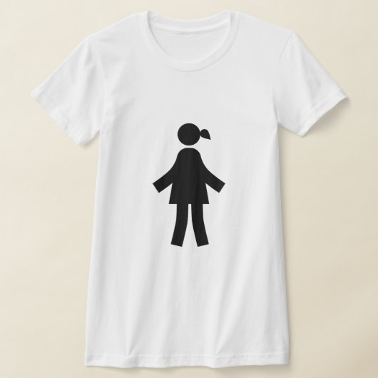 女性ミニマリスト棒人間アイコンTシャツ Tシャツ (レイダウン)