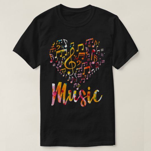 女性ミュージシャンへのギフト 音楽楽器 音符 Tシャツ (デザイン正面)