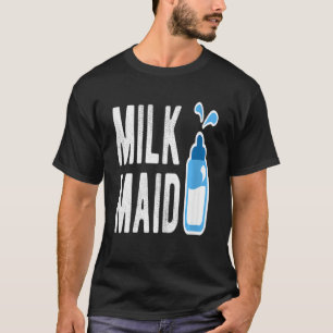 女性ミルクメイド新しいママ新おもしろいしいママ Tシャツ