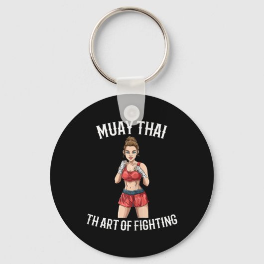 女性ムエタイ・ファイター - タイ・ボクシング MMA キーホルダー (正面)