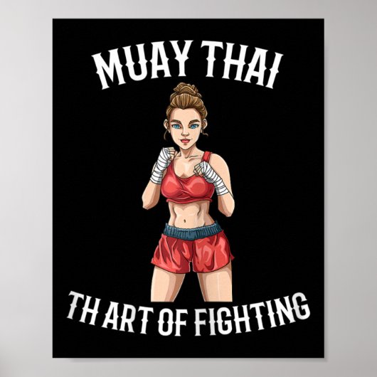 女性ムエタイ・ファイター - タイ・ボクシング MMA ポスター (正面)
