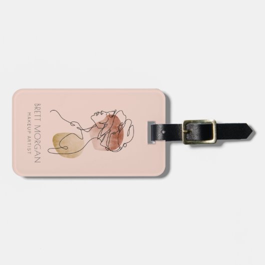 女性メイクモダンアーティスト赤面ピンク ラゲッジタグ (正面横)