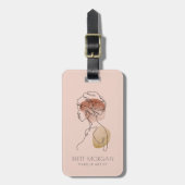 女性メイクモダンアーティスト赤面ピンク ラゲッジタグ (正面縦)
