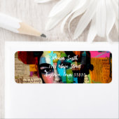 女性メディア混交のポートレートカラフル ラベル (インサイチュ)