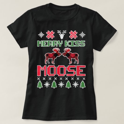 女性メリーキスムースおもしろいクリスマスクリスマスギフト Tシャツ (デザイン正面)