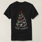 女性メリークリスマスステソスコープの木かわいいメディア Tシャツ (デザイン正面)