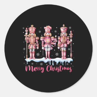 女性メリークリスマスピンクのナツクラッカースクワッドクリスマス ラウンドシール