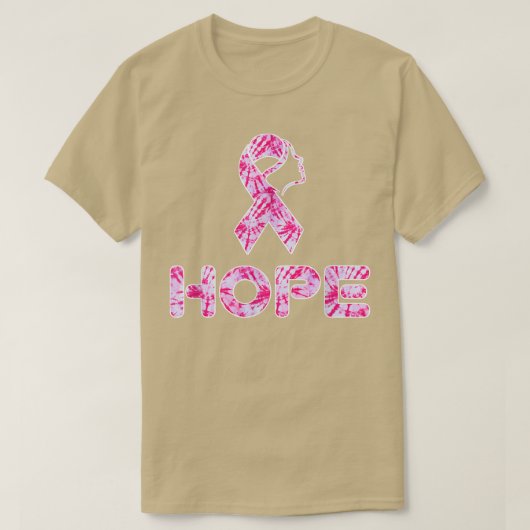 女性メンズガールズホープピンク絞り染め乳がん Tシャツ (デザイン正面)